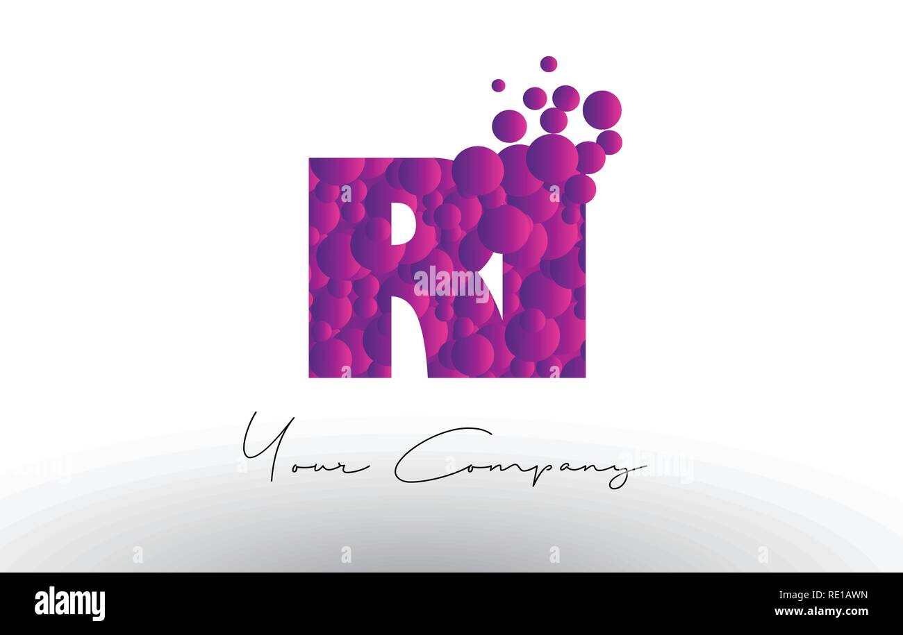 RI R I Dots Letter Logo with Purple Pink Magenta Bubbles Texture Vector ...