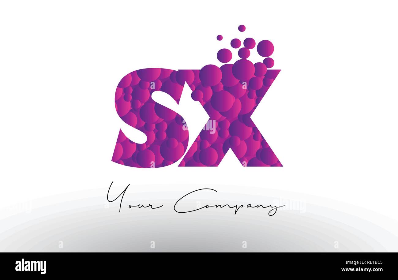 SX S X Dots Letter Logo with Purple Pink Magenta Bubbles Texture Vector ...