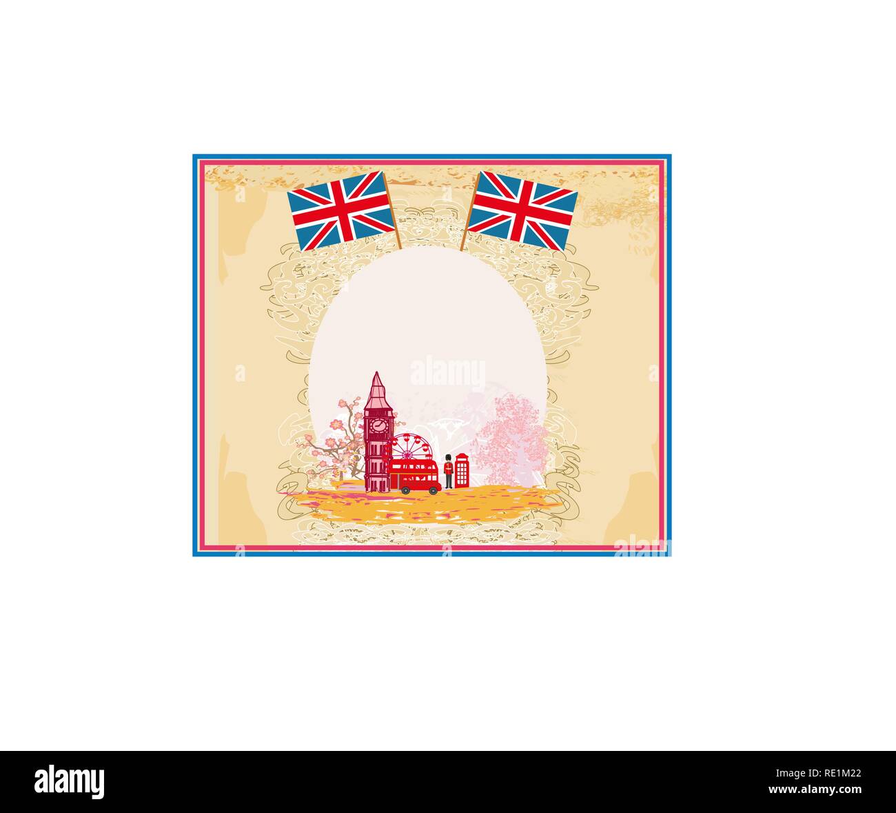 Grunge frame with icons of London Stock Vector