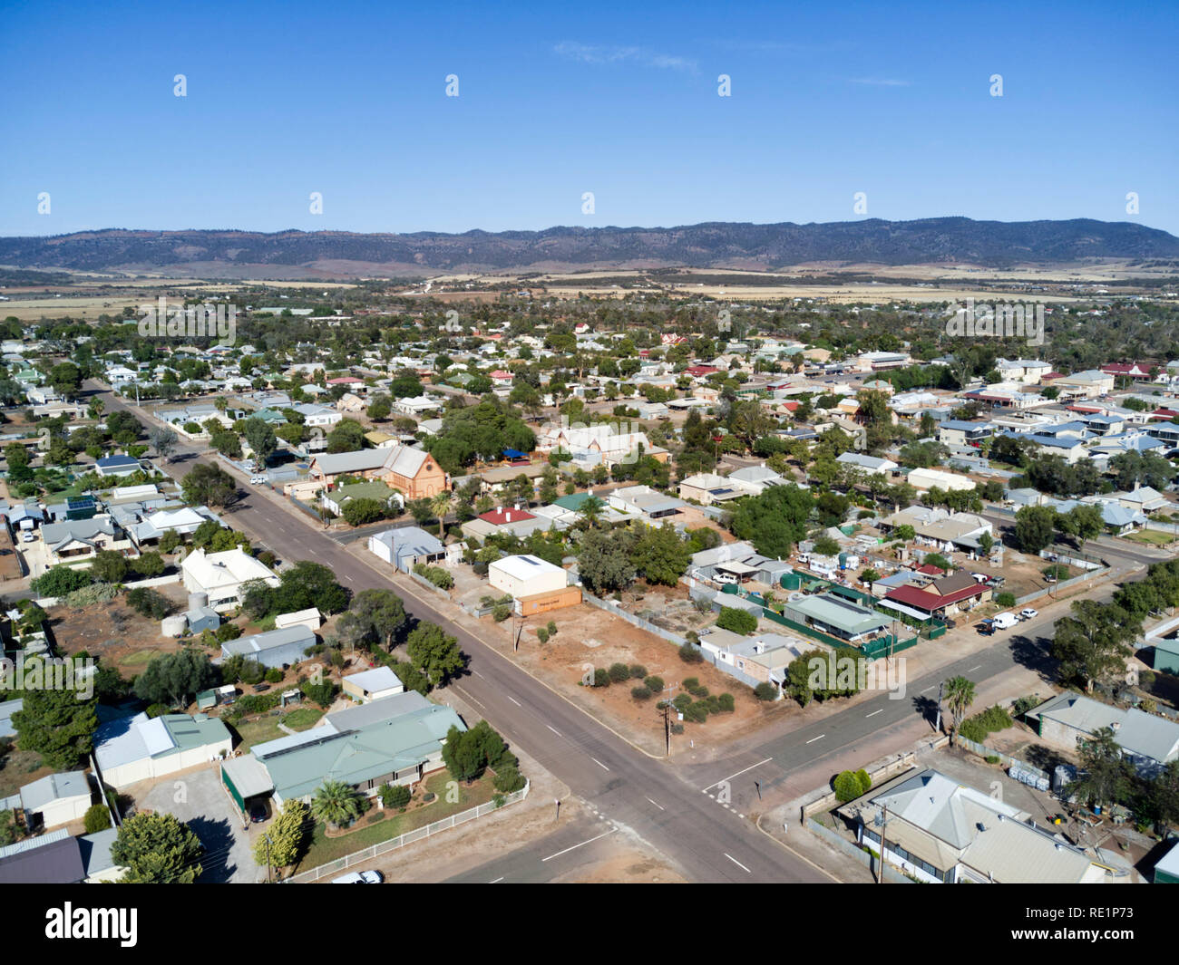 Aerial of the township of Quorn in the Flinders Ranges South Australia