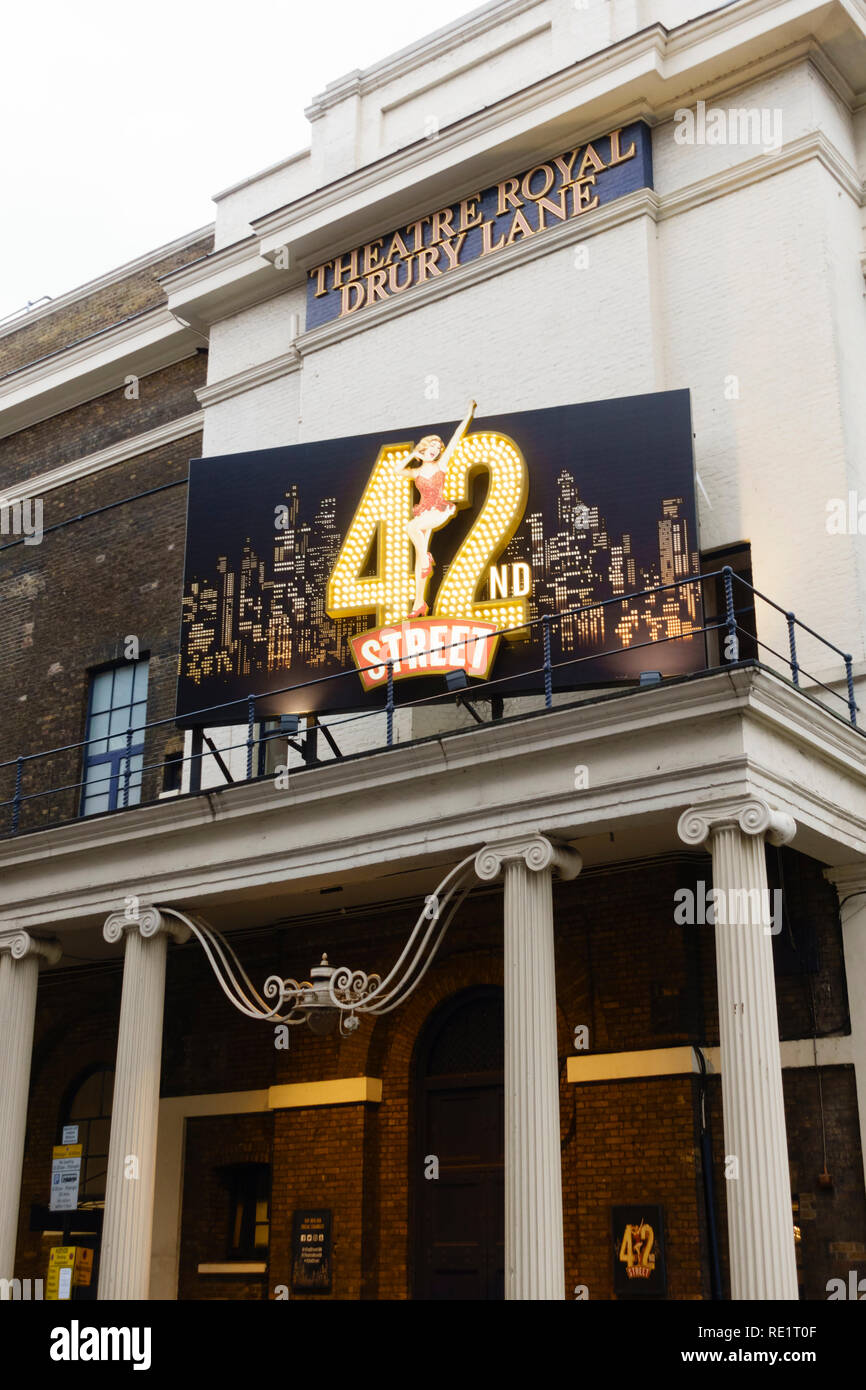 Theatre Royal, Drury Lane with 42nd Street show. London, England Stock Photo