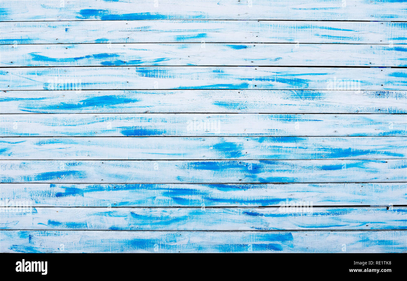 Blue and white wooden planks. Abstract background Stock Photo