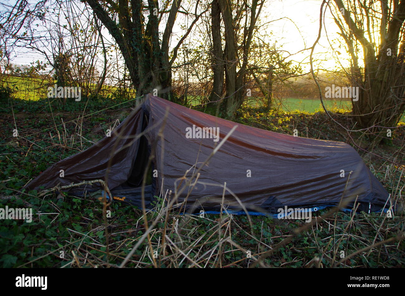 wild camping. The Macmillan Way. Long-distance trail. Somerset. England. UK Stock Photo