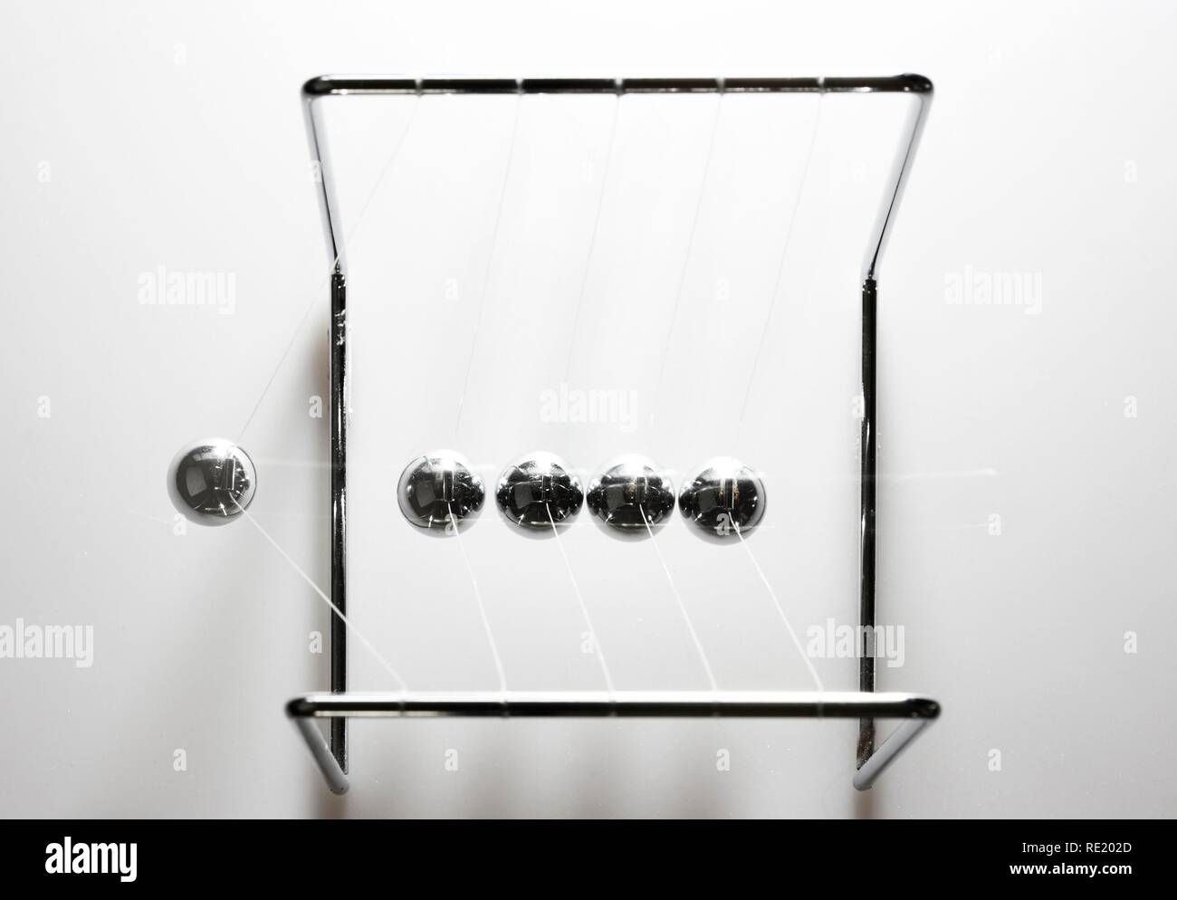 Newton's cradle, ball pendulum Stock Photo