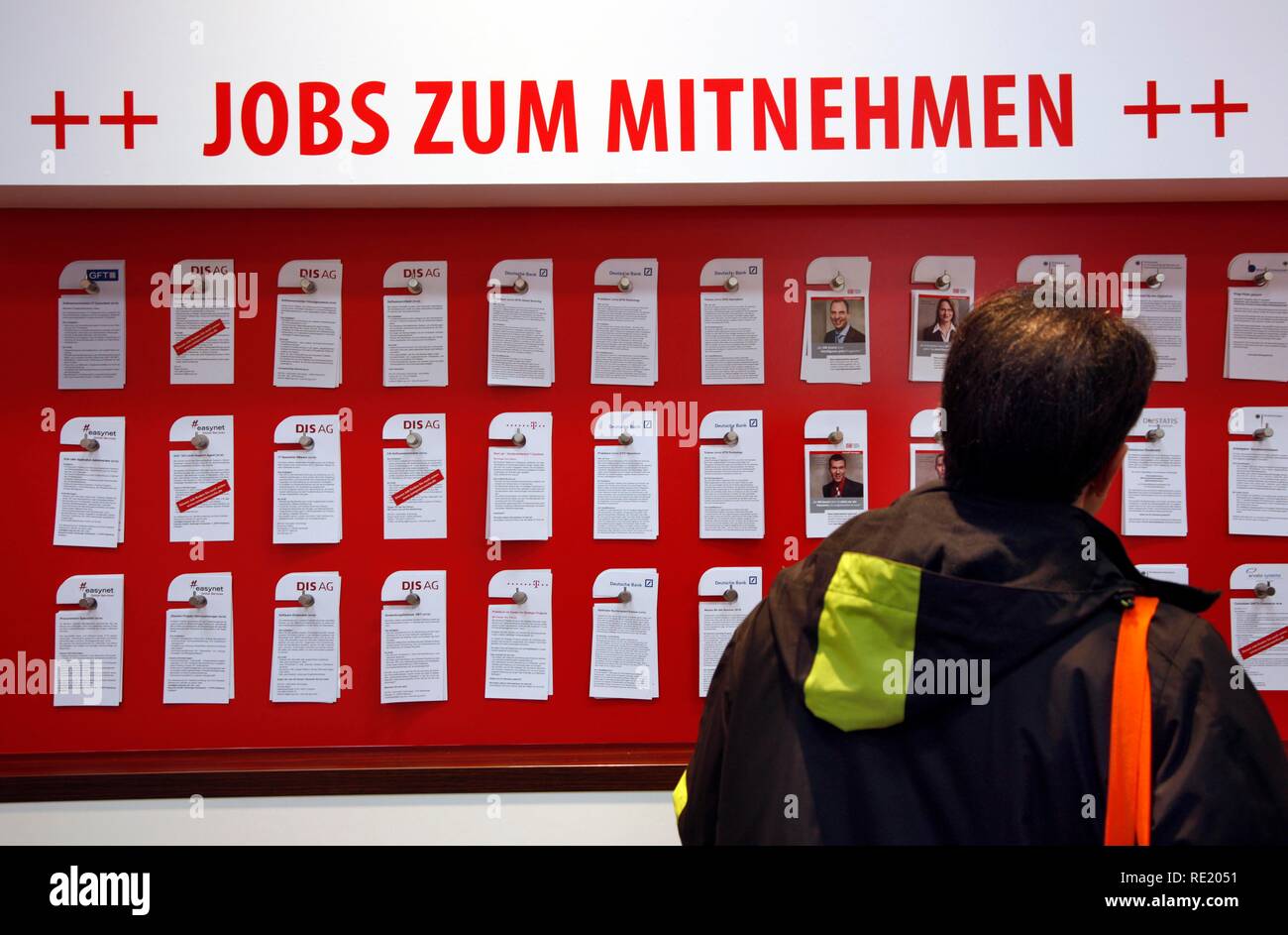 Job Seekers Market, Job offers at a stall, Computer and IT Trade Fair Cebit, Hanover Messe, Trade Fair, Hanover, Lower Saxony Stock Photo