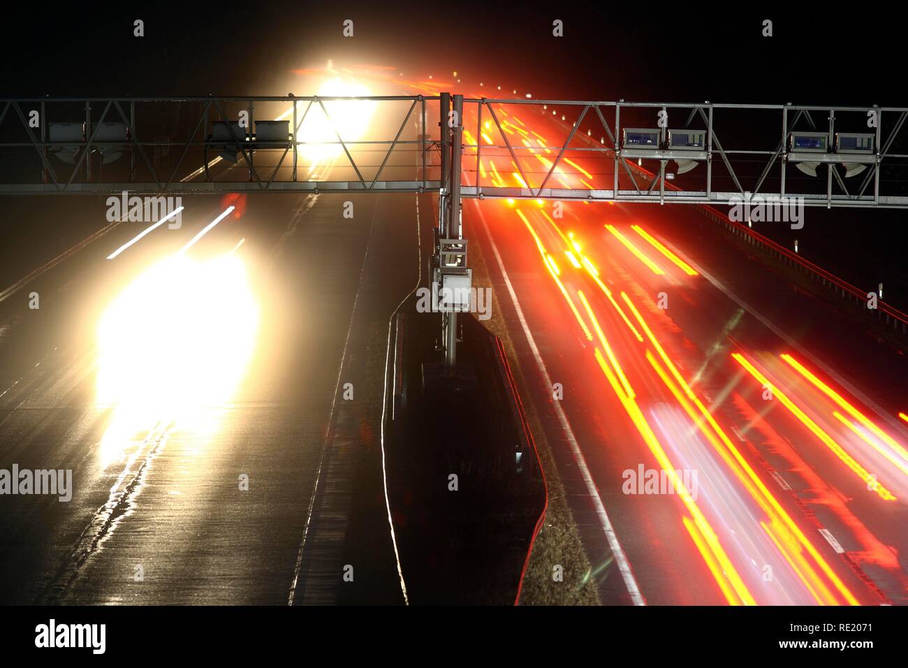 Tollgate, Autobahn Toll Collection, German highway A3 near Hamminkeln, Niederrhein, North Rhine-Westphalia Stock Photo