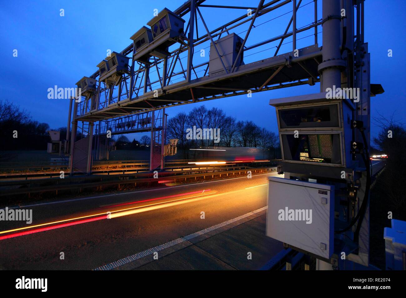 Tollgate, Autobahn Toll Collection, German highway A3 near Hamminkeln, Niederrhein, North Rhine-Westphalia Stock Photo