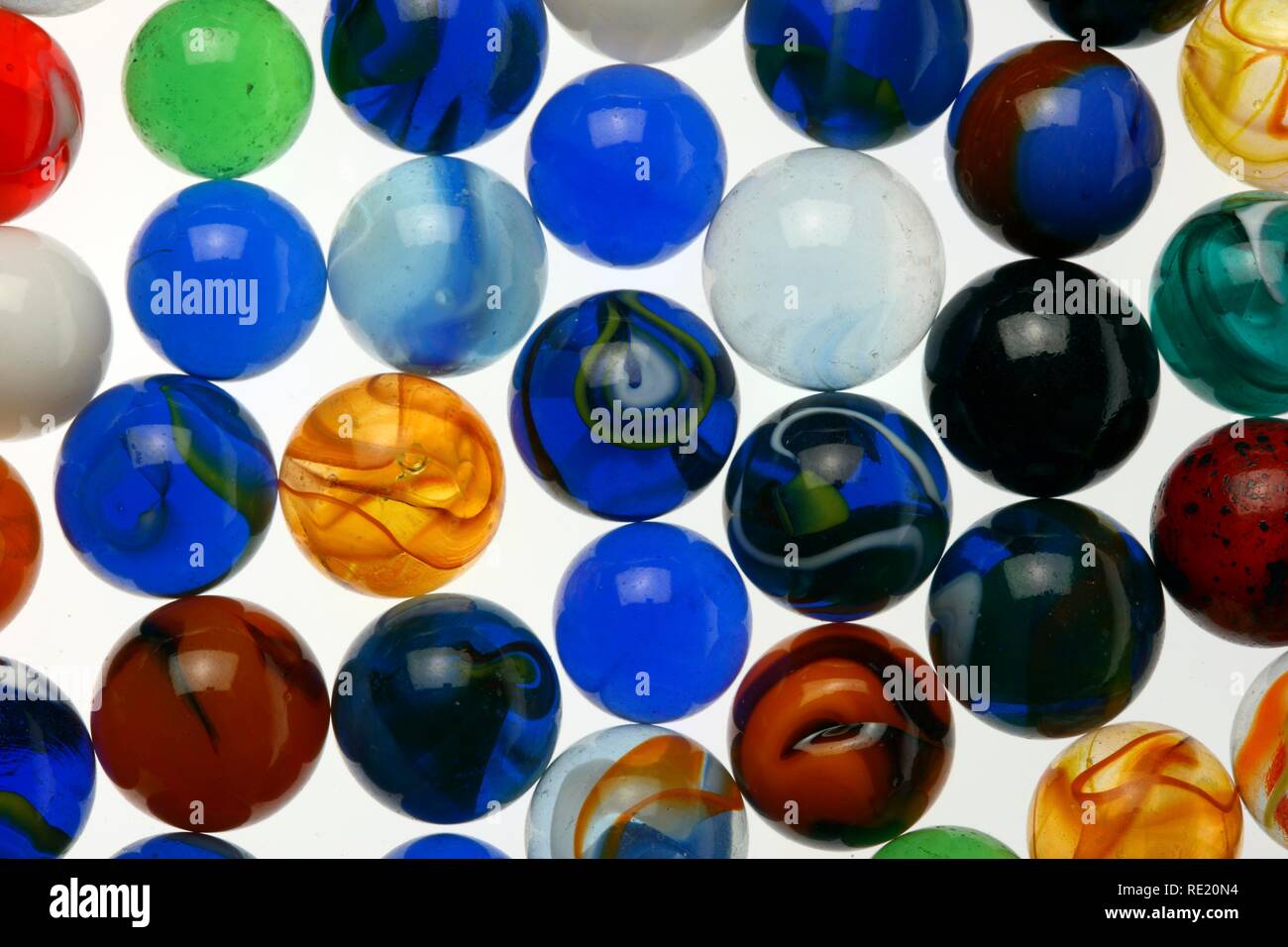 Glass marbles, different colours and sizes Stock Photo