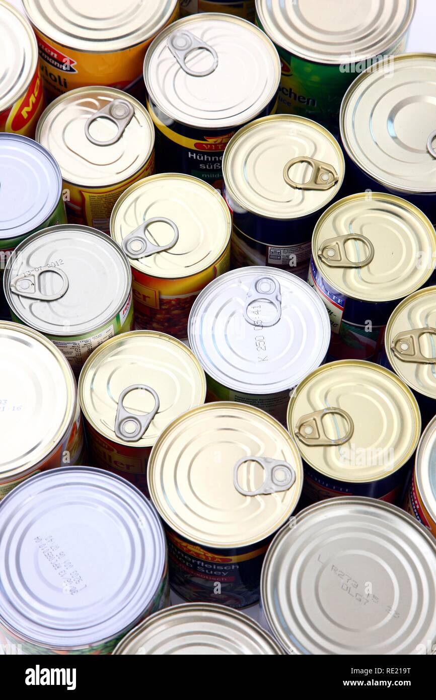 Cans of tinned food Stock Photo