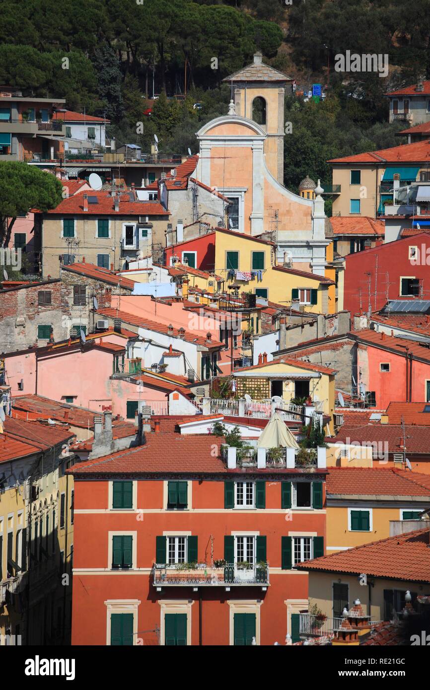 Lerici port city on the east side of the Gulf of La Spezia, Liguria, Italy, Europe Stock Photo