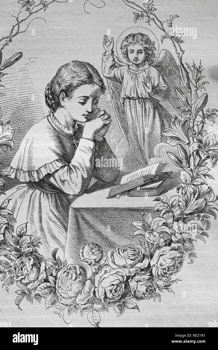 The Good Book, holy pictures, historical steel engraving from 1860 Stock Photo