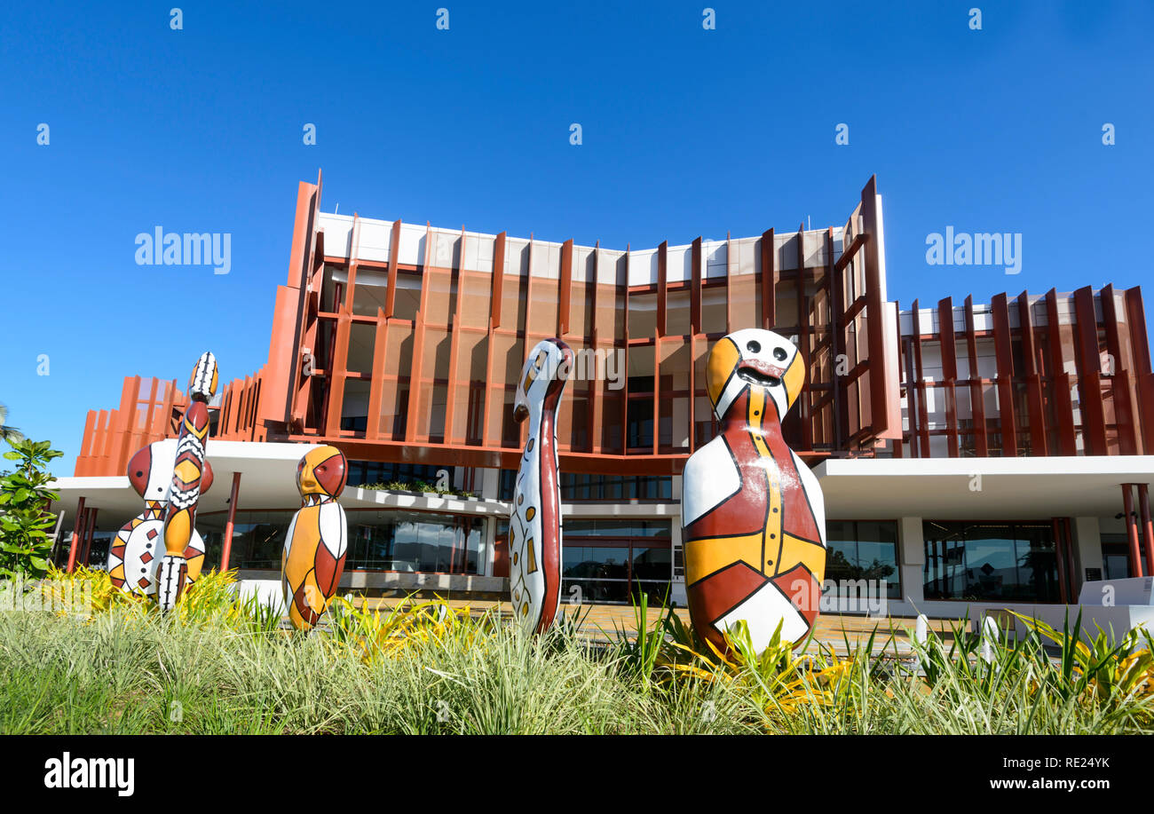 Colourful sculptures outside the Cairns Performing Arts Centre, Cairns
