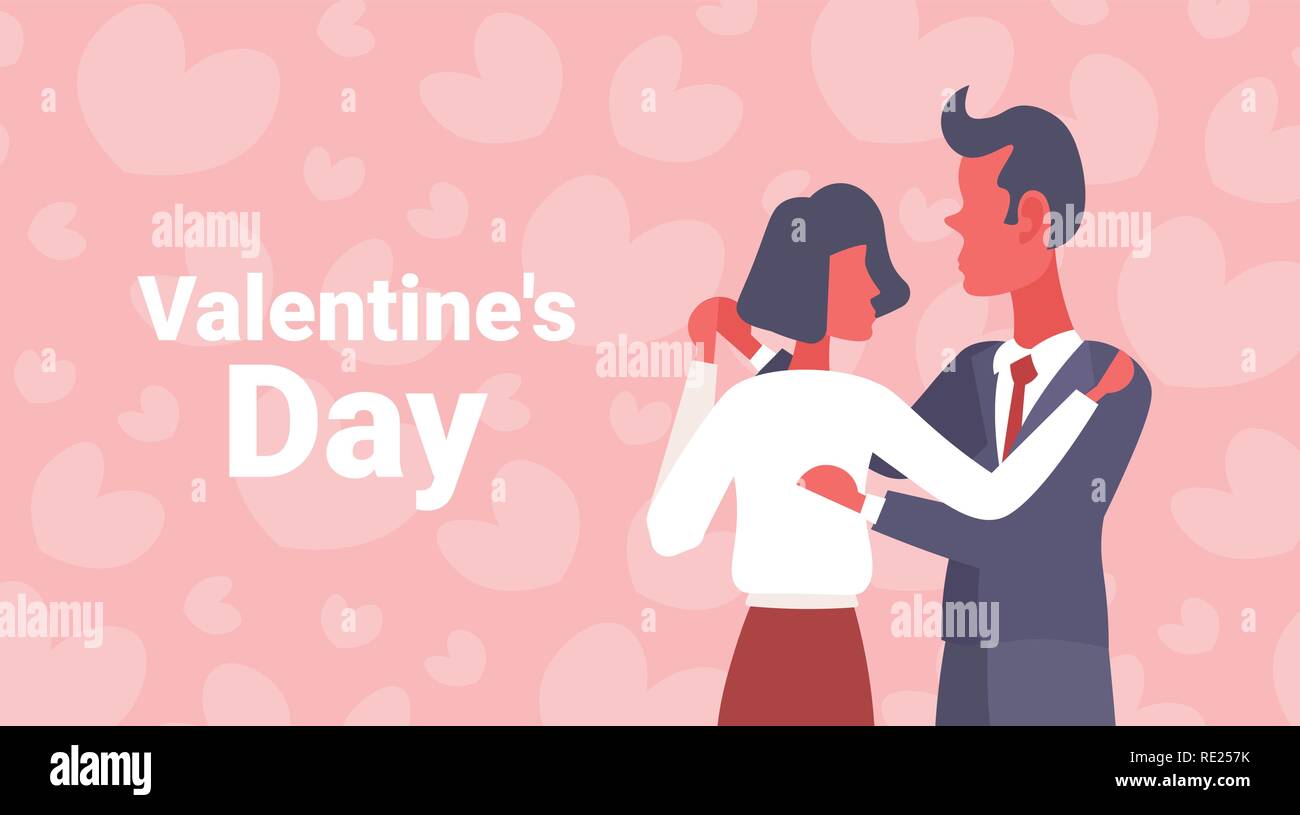 elegant couple dancing happy valentines day concept business man woman young lovers male female cartoon characters portrait flat horizontal Stock Vector