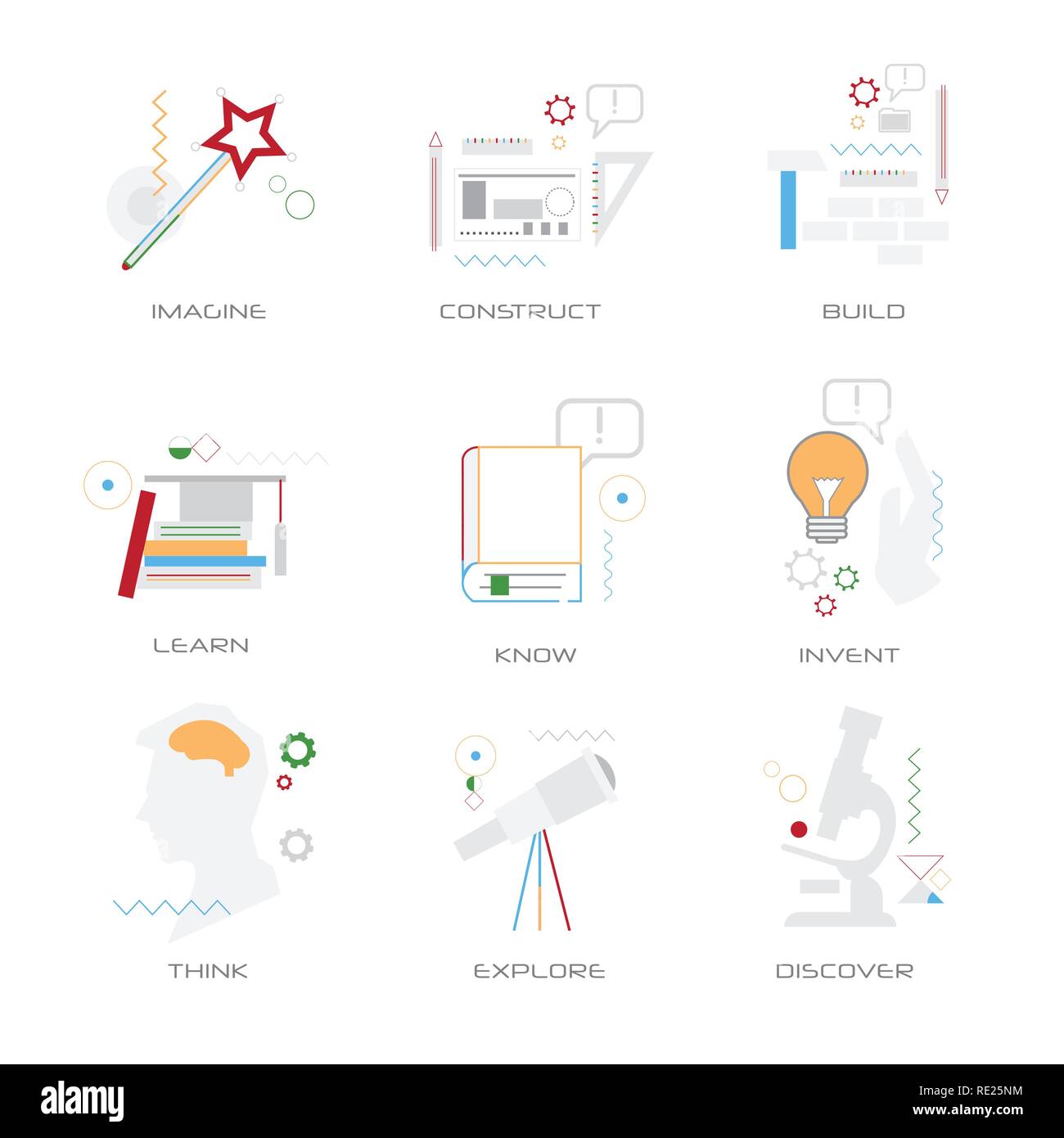 set different business concepts collection line style isolated Stock