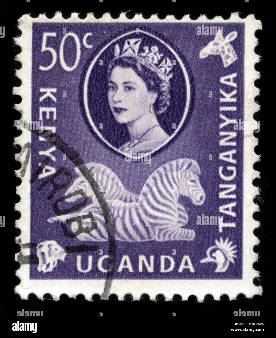 Postage stamps from British East Africa (Kenya, Uganda, Tanganika) in
