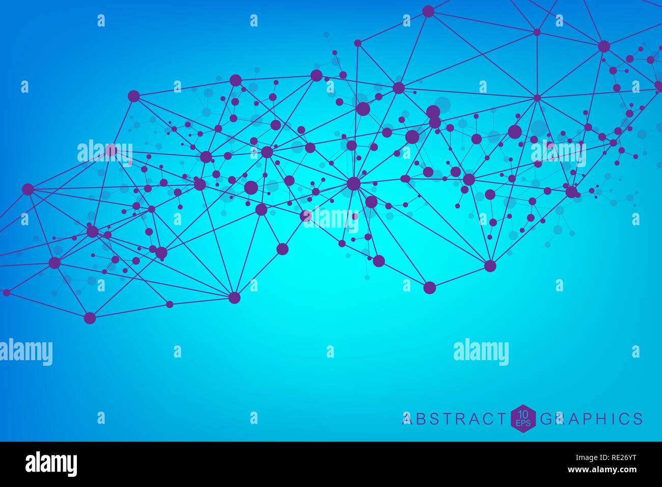 Geometric abstract background with connected line and dots. Structure molecule and communication. Big Data Visualization. Medical, technology, science background. Vector illustration. Stock Vector