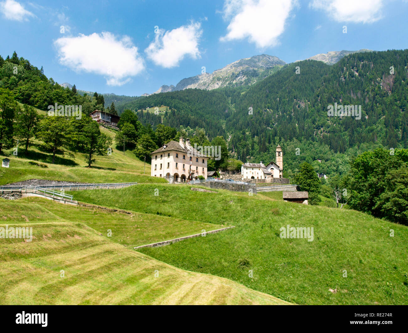 Vallemaggia, Switzerland: Images of the typical Ticino valley. Stock Photo