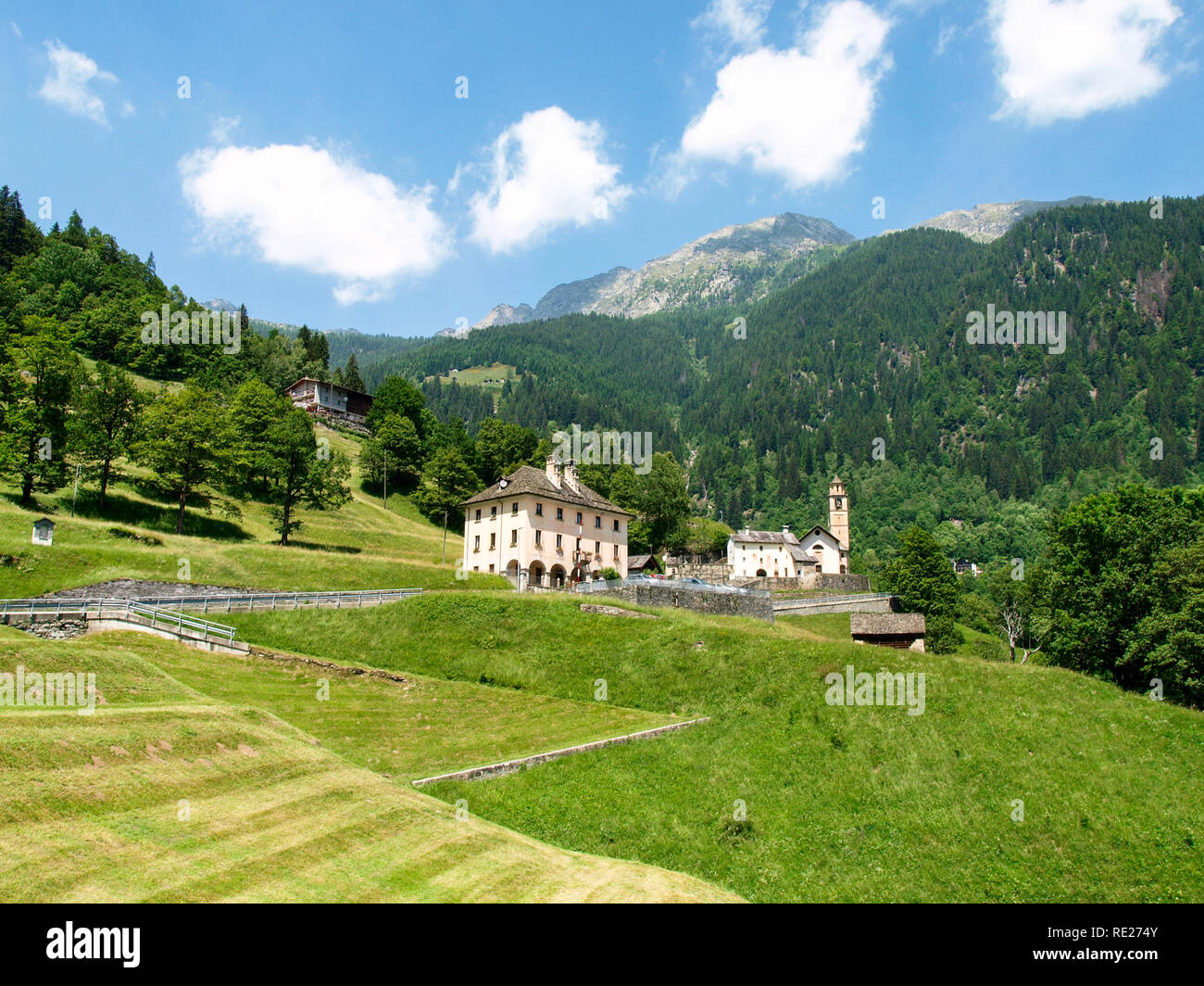 Vallemaggia, Switzerland: Images of the typical Ticino valley. Stock Photo