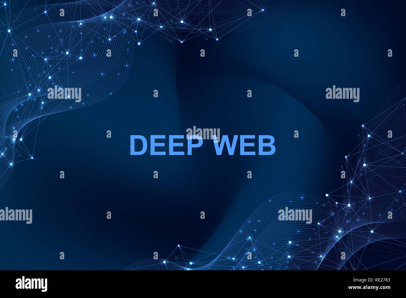 Futuristic abstract vector background blockchain technology. Peer to peer network business concept. Global cryptocurrency blockchain vector banner. Wave flow. Stock Vector