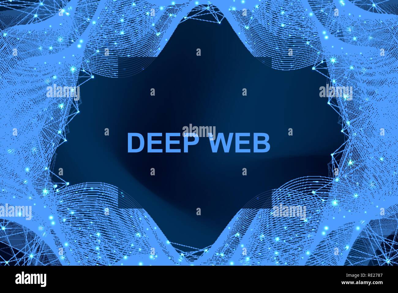 Futuristic abstract vector background blockchain technology. Peer to peer network business concept. Global cryptocurrency blockchain vector banner. Wave flow. Stock Vector