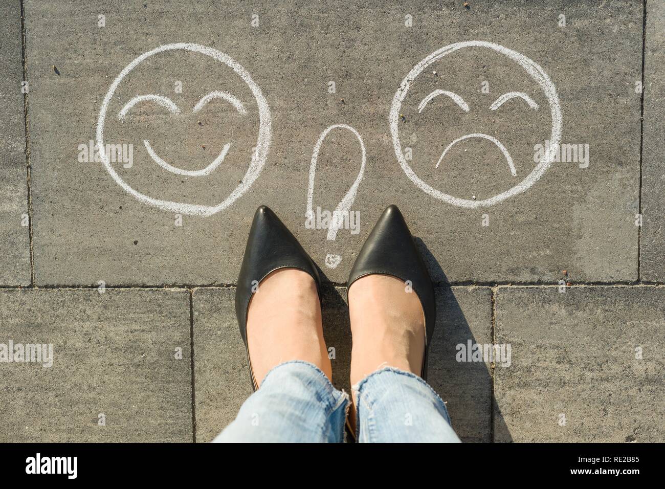 Happy sad woman balance hi-res stock photography and images - Alamy