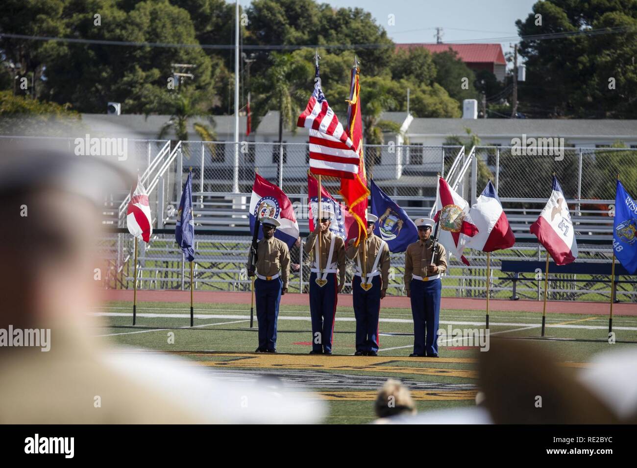 A U S Marine Corps Color Guard With Marine Corps Installations West