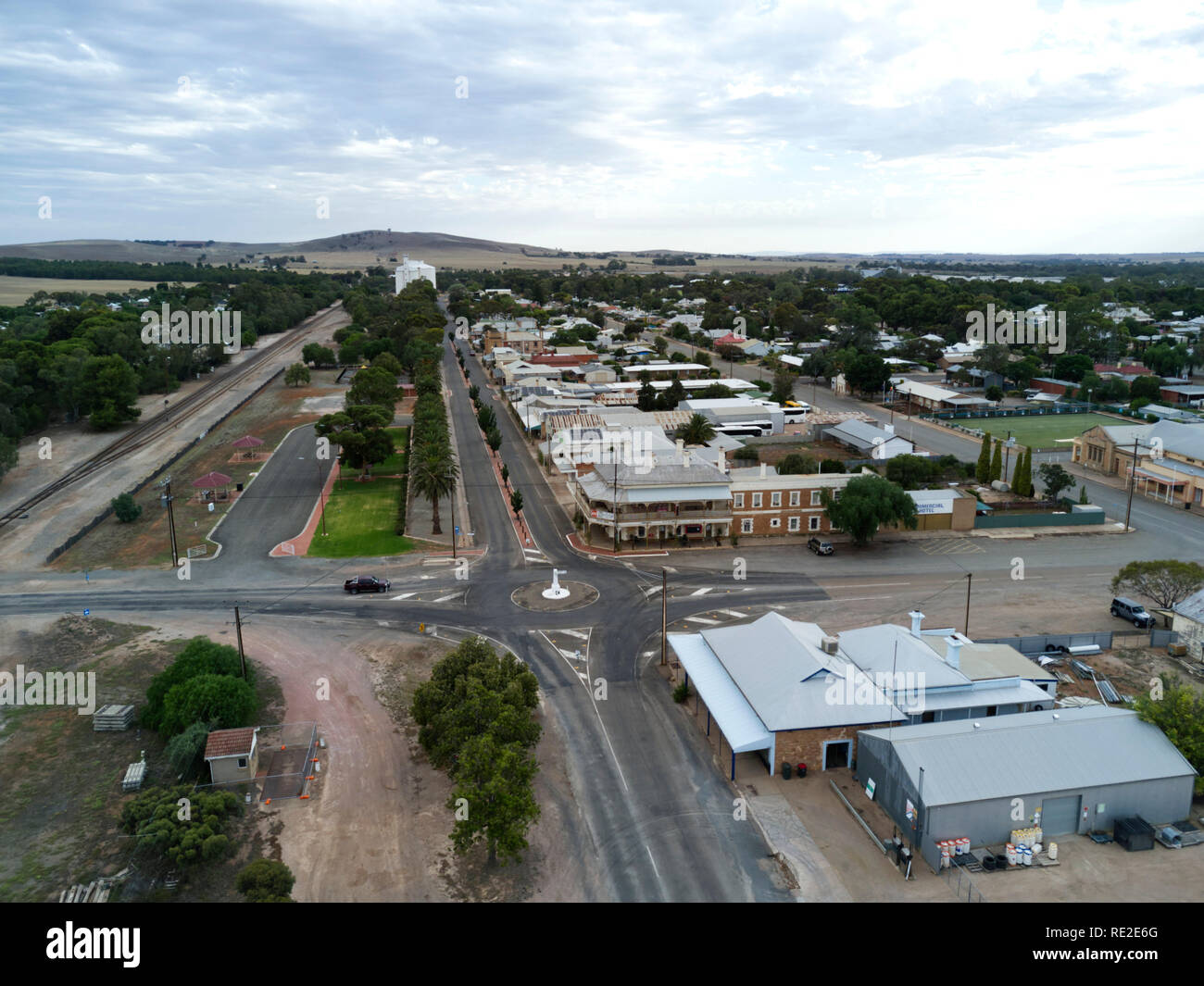 Aerials of Gladstone Street the main retail area of Gladstone South Australia Stock Photo