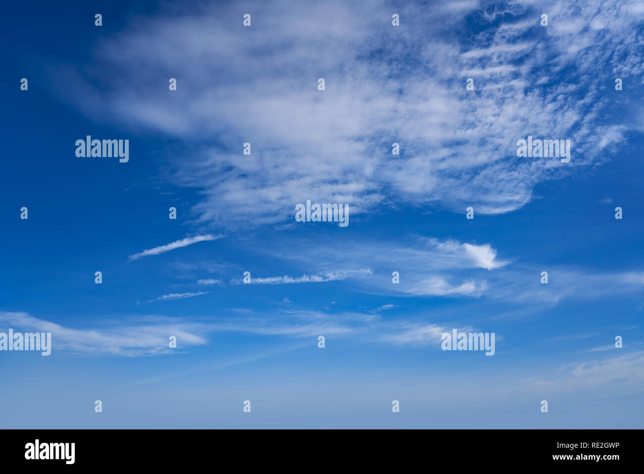 Blue sky in summer with white clouds background Stock Photo - Alamy