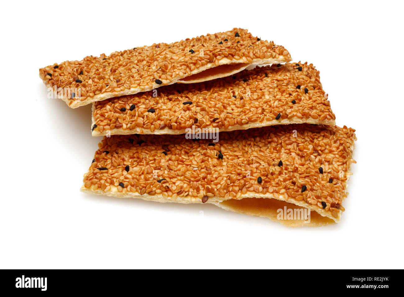 Sesame crackers,  biscuits isolated on white background Stock Photo