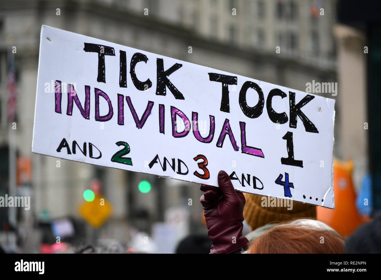 New York, USA. 19th January 2019. The Women's Unity March in Lower Manhattan. Credit: Christopher Penler/Alamy Live News Credit: Christopher Penler/Alamy Live News Stock Photo