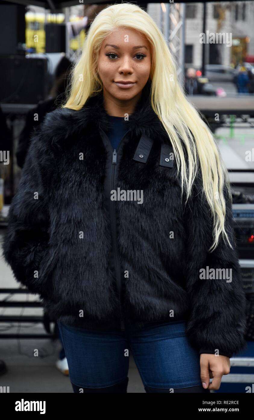 Munroe Bergdorf,model and LGBT activist.The Women's March 2019. Protested against violence against women and the impact of the government's policies on austerity.Trafalgar Square,London.UK Credit: michael melia/Alamy Live News Stock Photo