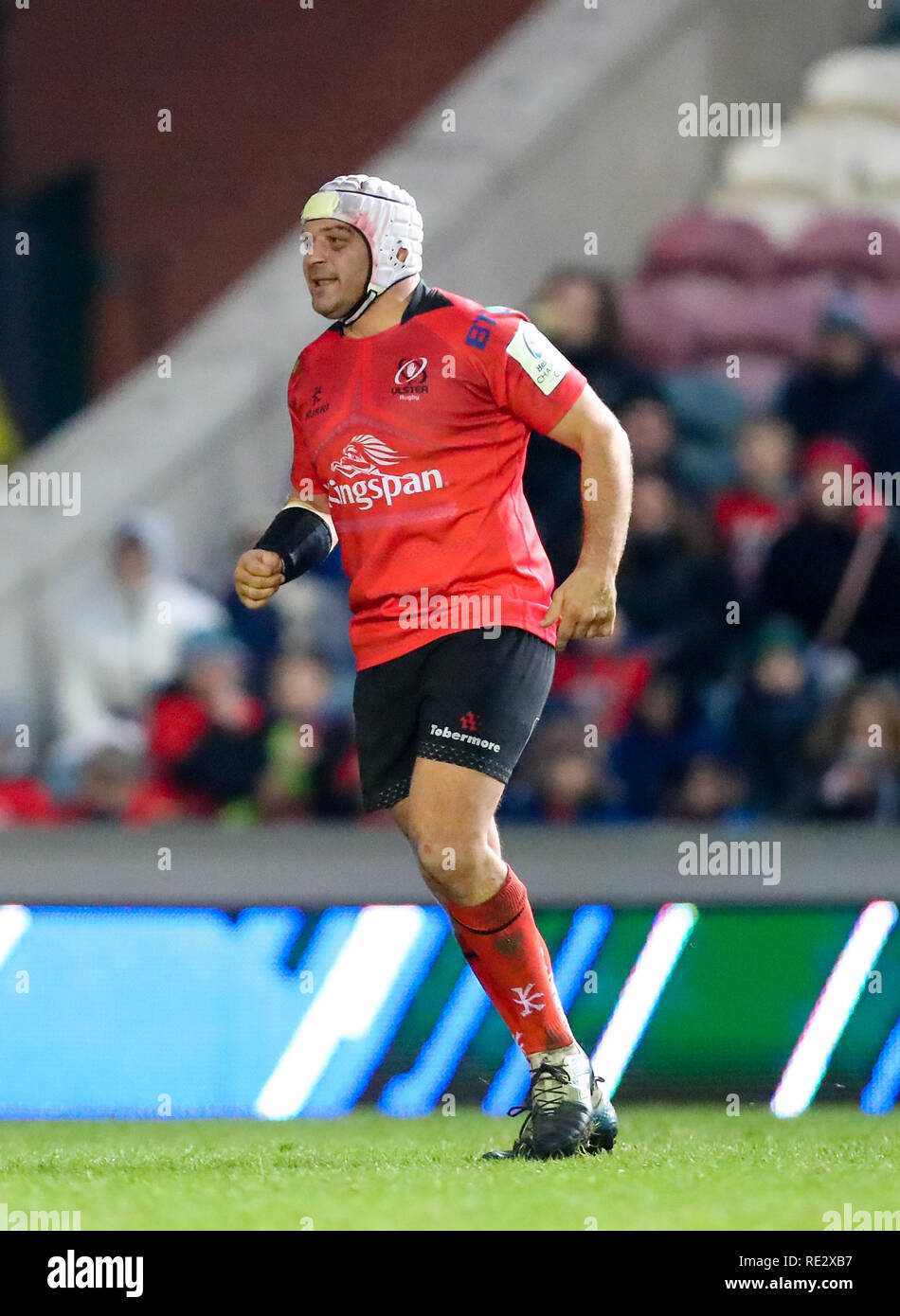 Rory Top Rugby Leicester, UK. 19th Jan 2019. Rory Best on the charge Ulster Rugby ...