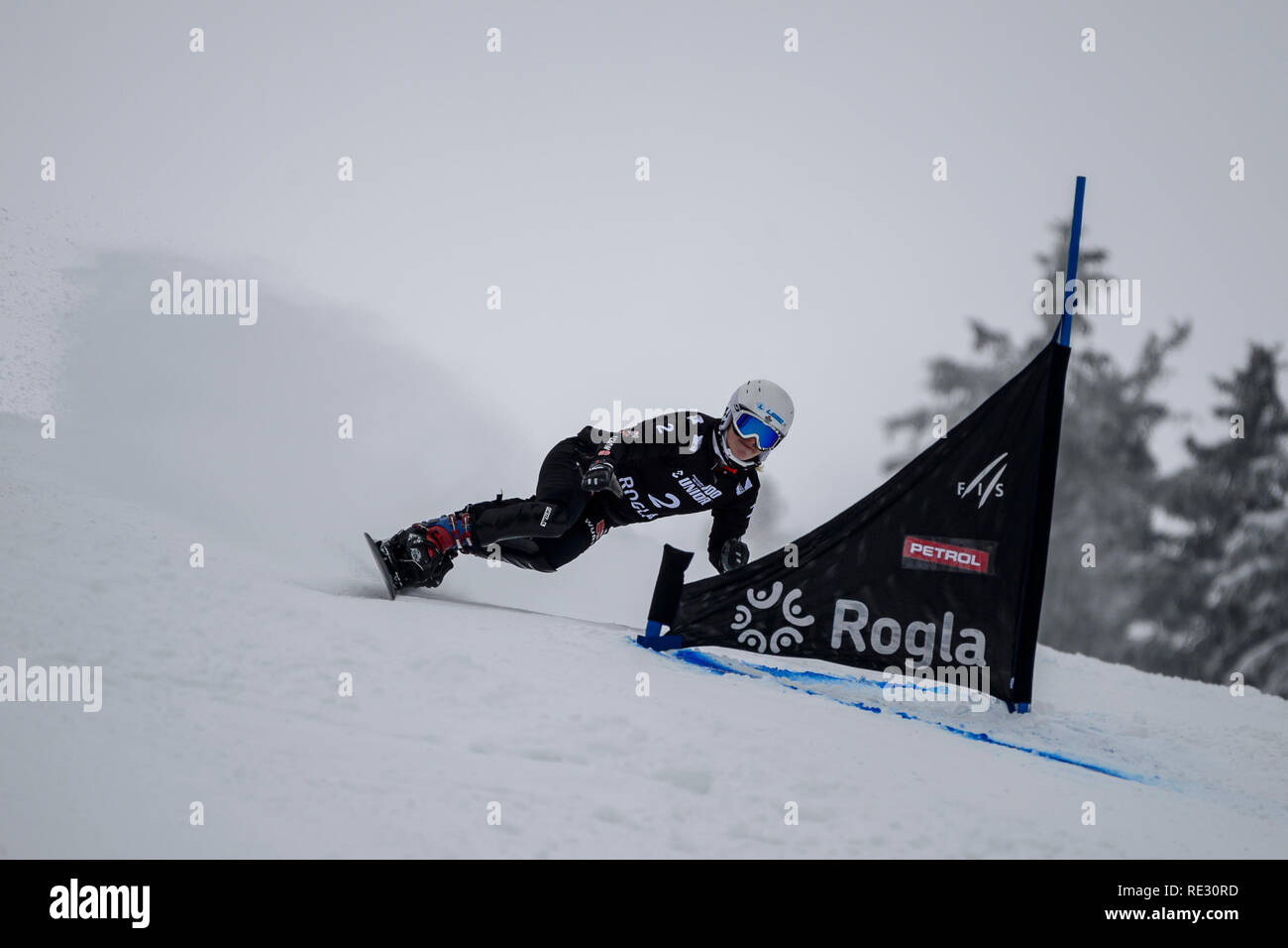 Rogla, Slovenia. 19th Jan 2019. Selina Joerg of Germany competes during the FIS Snowboard Ladies' Parallel Giant Slalom World Cup race in Rogla, Slovenia on January 19, 2019. Photo: Jure Makovec Credit: Jure Makovec/Alamy Live News Stock Photo