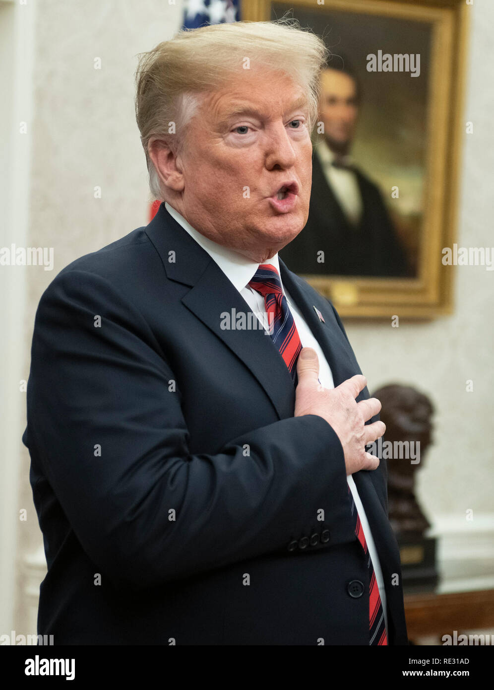 Washington, USA. 19th Jan 2019. United States President Donald J. Trump ...