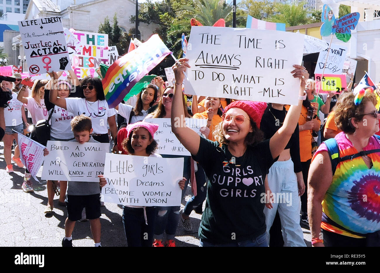 Florida, USA. 19th Jan 2019.  Protesters carry signs in the third annual Women's March on January 19, 2019 in Orlando, Florida. (Paul Hennessy/Alamy) Credit: Paul Hennessy/Alamy Live News Stock Photo