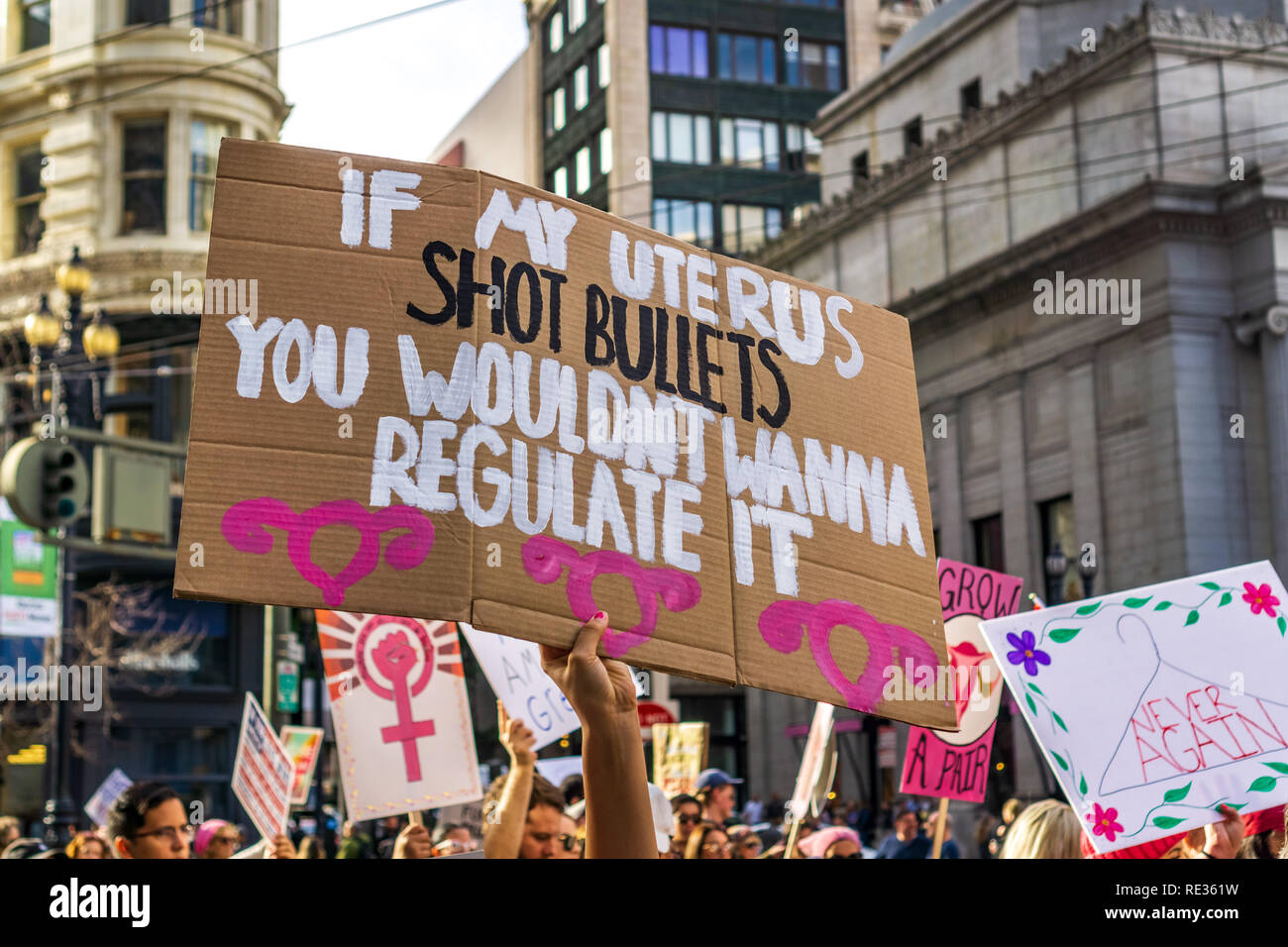 Gun Rights Parade San Francisco, USA. 19th Jan 2019. Participant to the Women's March ...