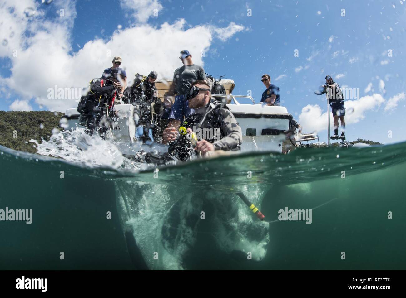 Navy Divers assigned to Mobile Diving Salvage Unit (MDSU) 1 and Royal