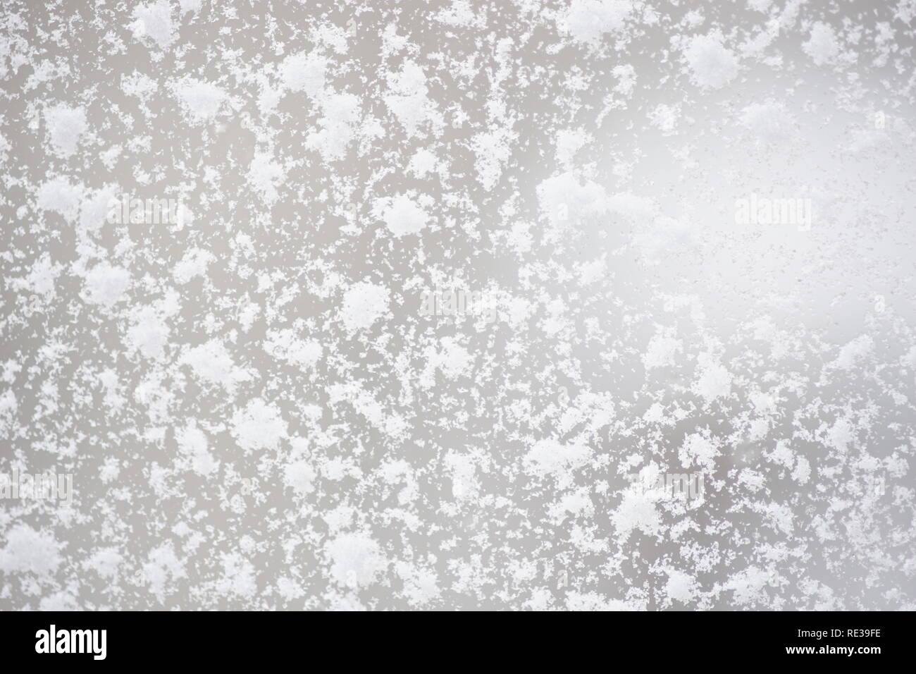 Snow covered window, macro, close up. Stock Photo