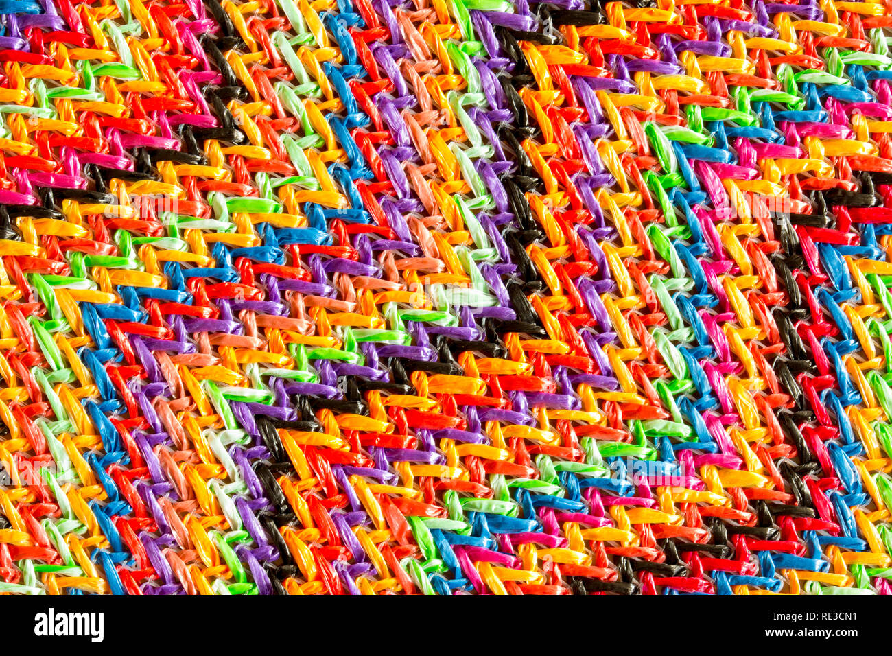 Abstract multicolored zig zag material background Stock Photo