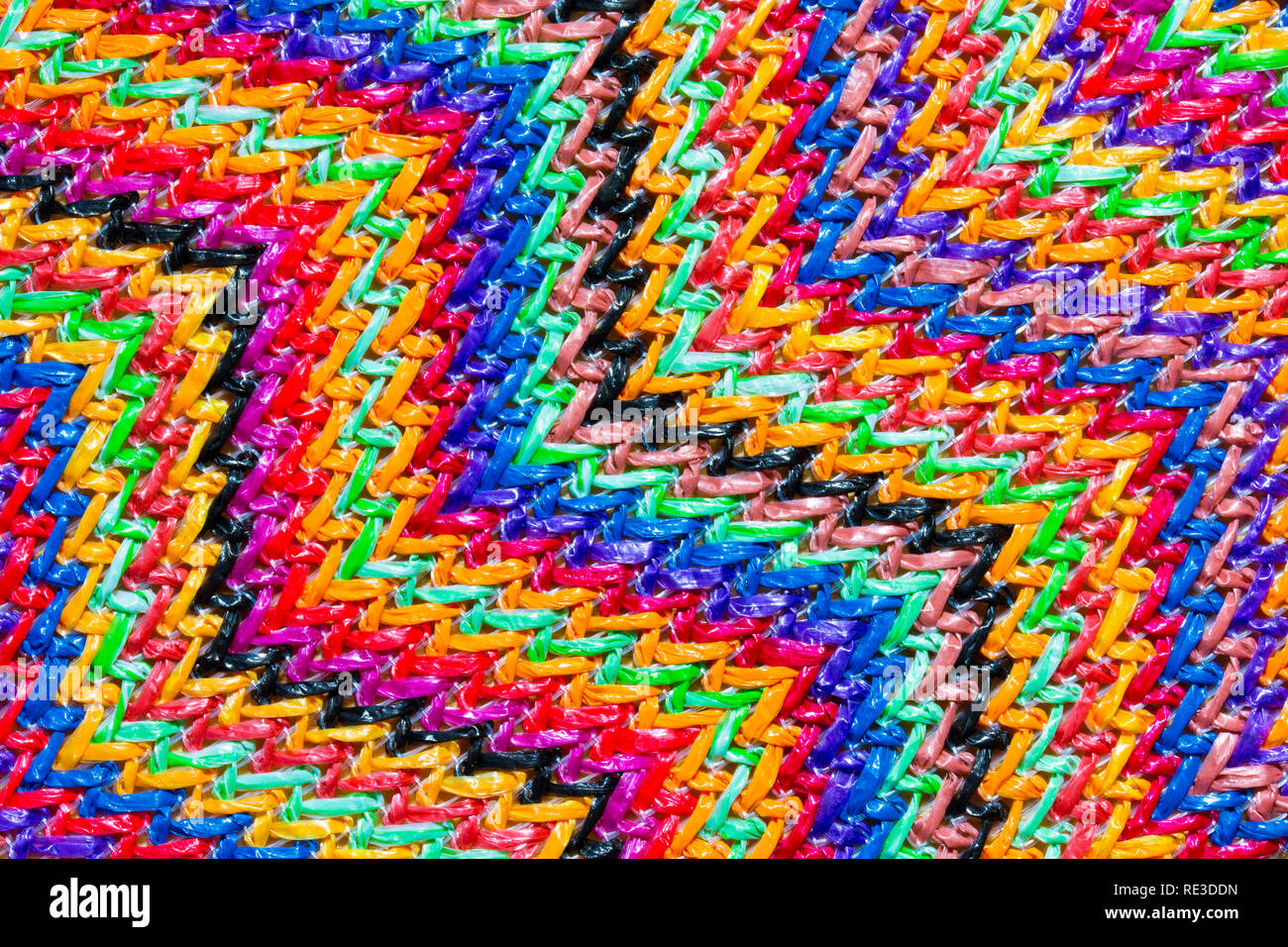 Abstract multicolored zig zag material background Stock Photo