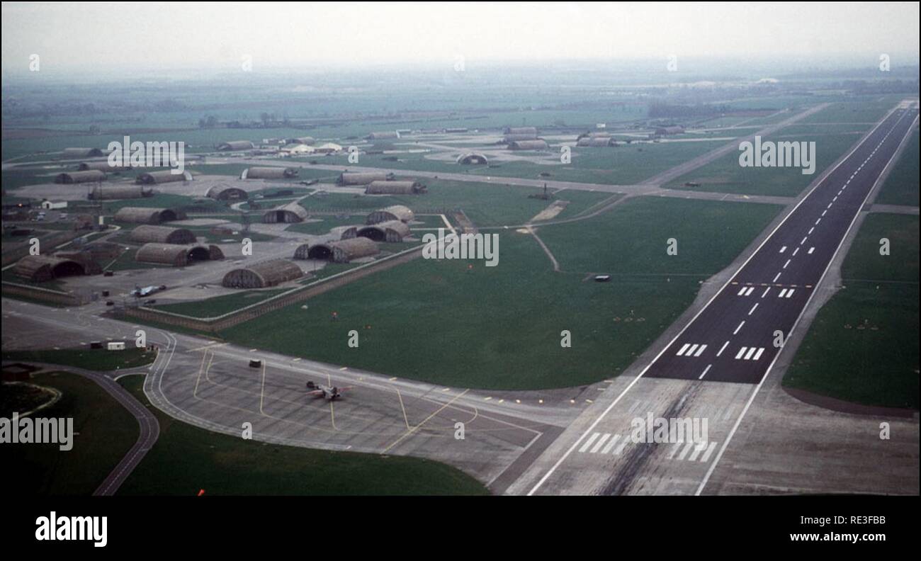 The 20th Fighter Wing was stationed at Royal Air Force Upper Heyford, Oxfordshire, England, from 1970 to 1994. Hardened shelters on the installation were used as a defensive measure to protect air assets in the event of an attack. Stock Photo