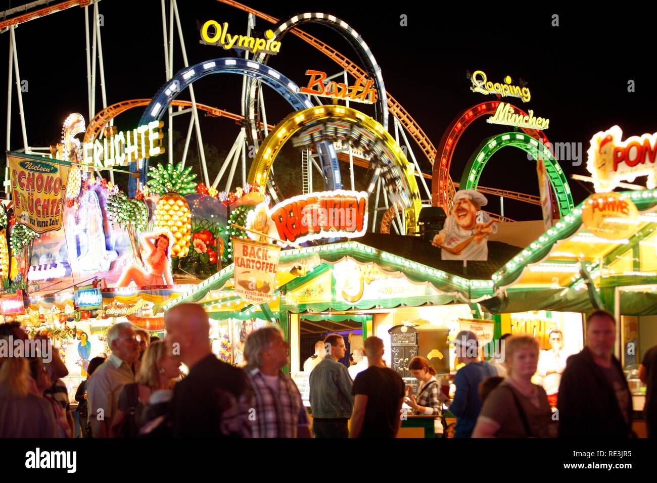 Cranger Kirmes fair, the biggest fair in the Ruhr area, at the Rhine-Herne Canal, Herne, North Rhine-Westphalia Stock Photo