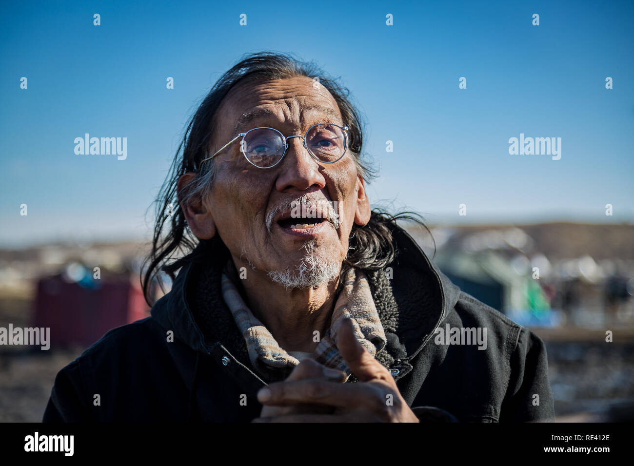 Standing Rock, United States. 20th Feb, 2017. During the indigenous people march in Washington DC, a native American elder, Nate Phillips, a member of the Omaha Nation and a Vietnam Vet, was openly mocked by a group of teens from Covington Catholic High School., a private, all-male high school in Park Hills, Kentucky. Credit: Michael Nigro/Pacific Press/Alamy Live News Stock Photo