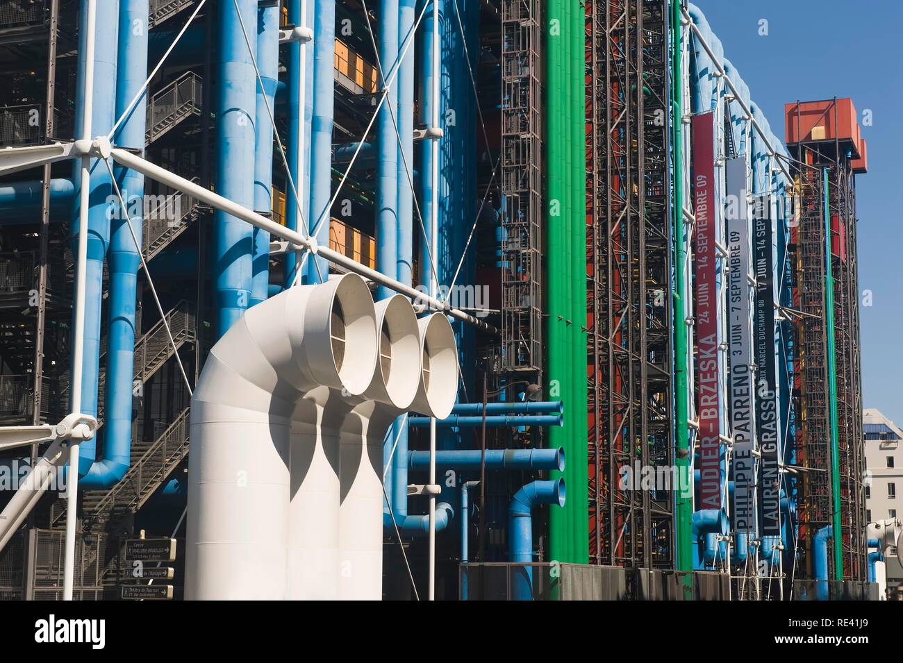 Pompidou Center or Centre Georges Pompidou, also known as Beaubourg, Paris, France, Europe Stock Photo