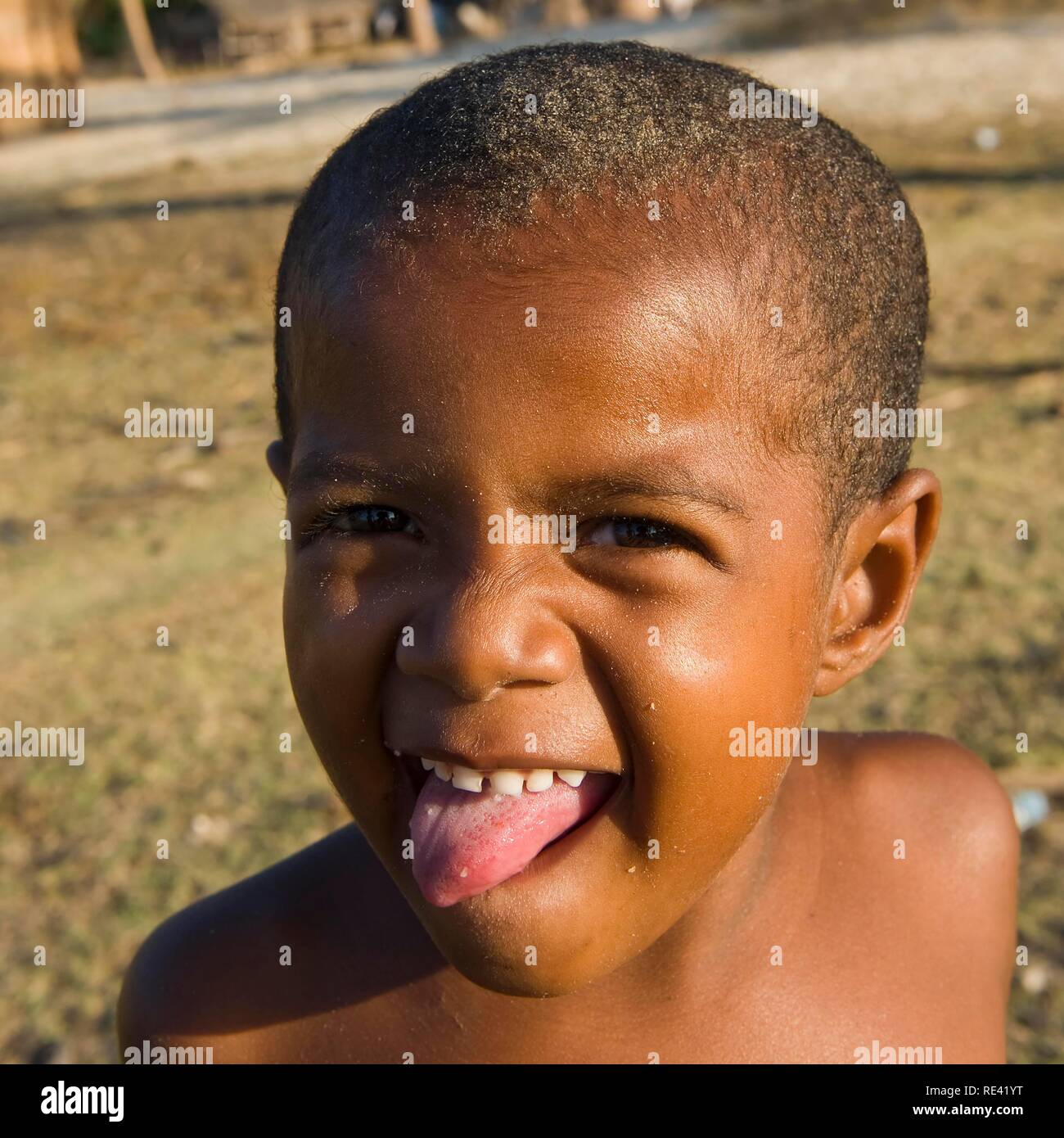 Boy from a fishing village, Morondava, Madagascar, Africa Stock Photo