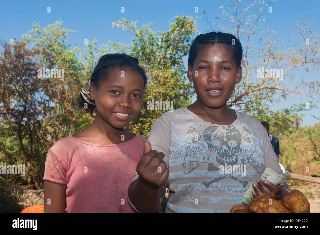 Malagasy women portrait, Morondava, Madagascar, Africa Stock Photo