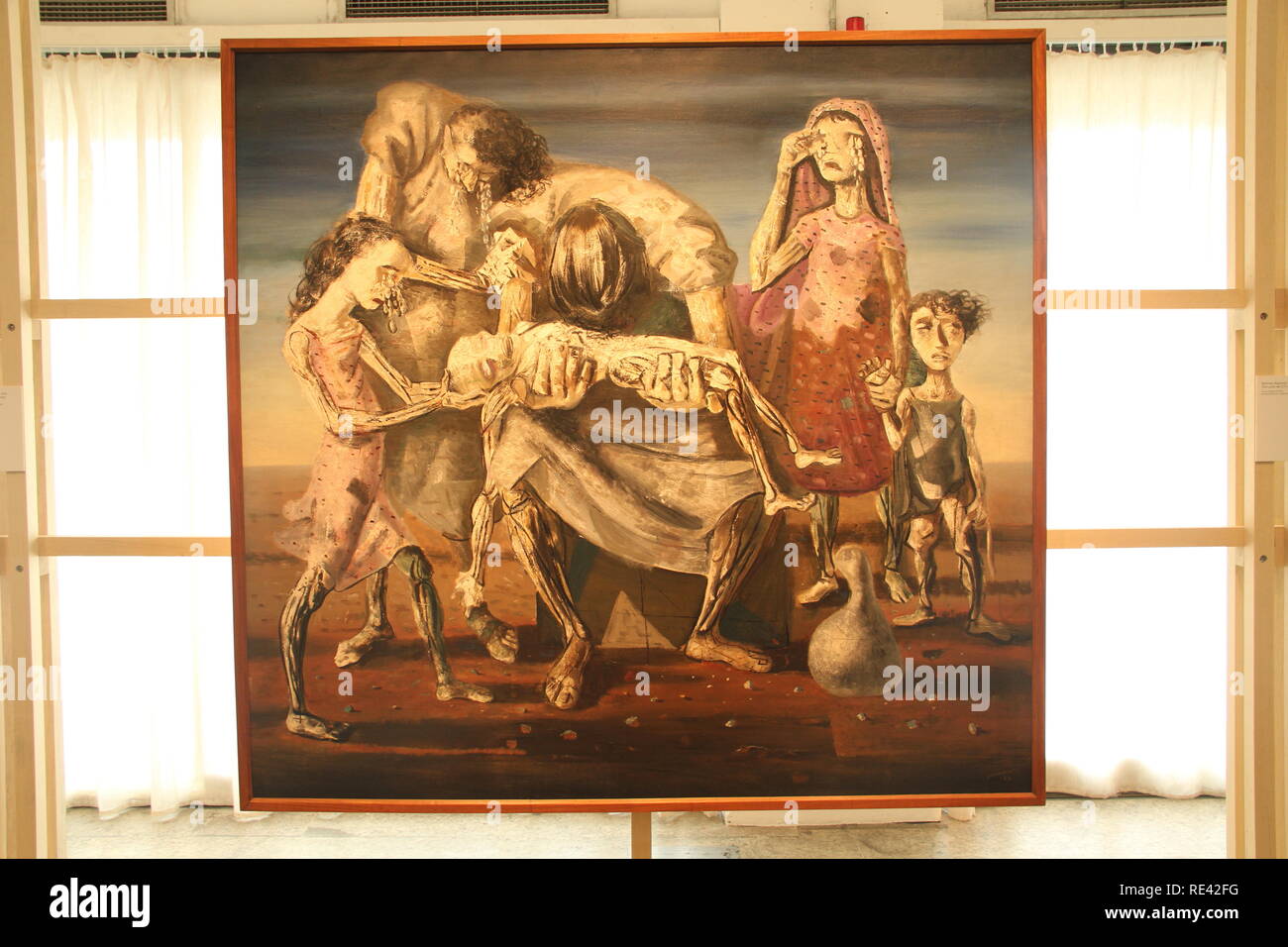 Criança morta, Dead Child,  Candido Portinari, 1944, Oil on canvas,  panel, MASP Collection,  gift Assis Chateaubriand, 1948, Masp, São Paulo, Brazil Stock Photo