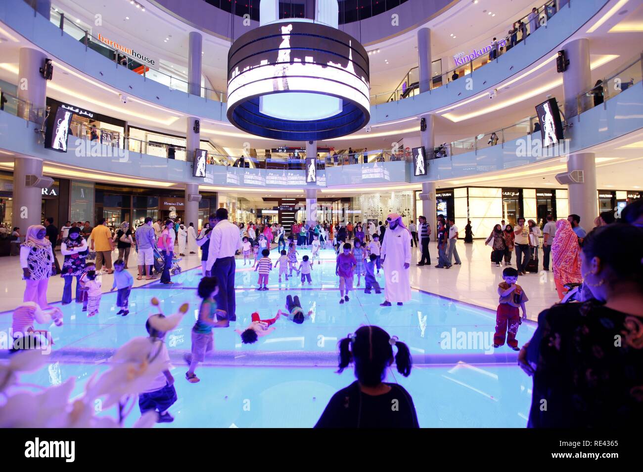 Light show, inserted into ground, in the Dubai Mall, Dubai, United Arab Emirates, Middle East