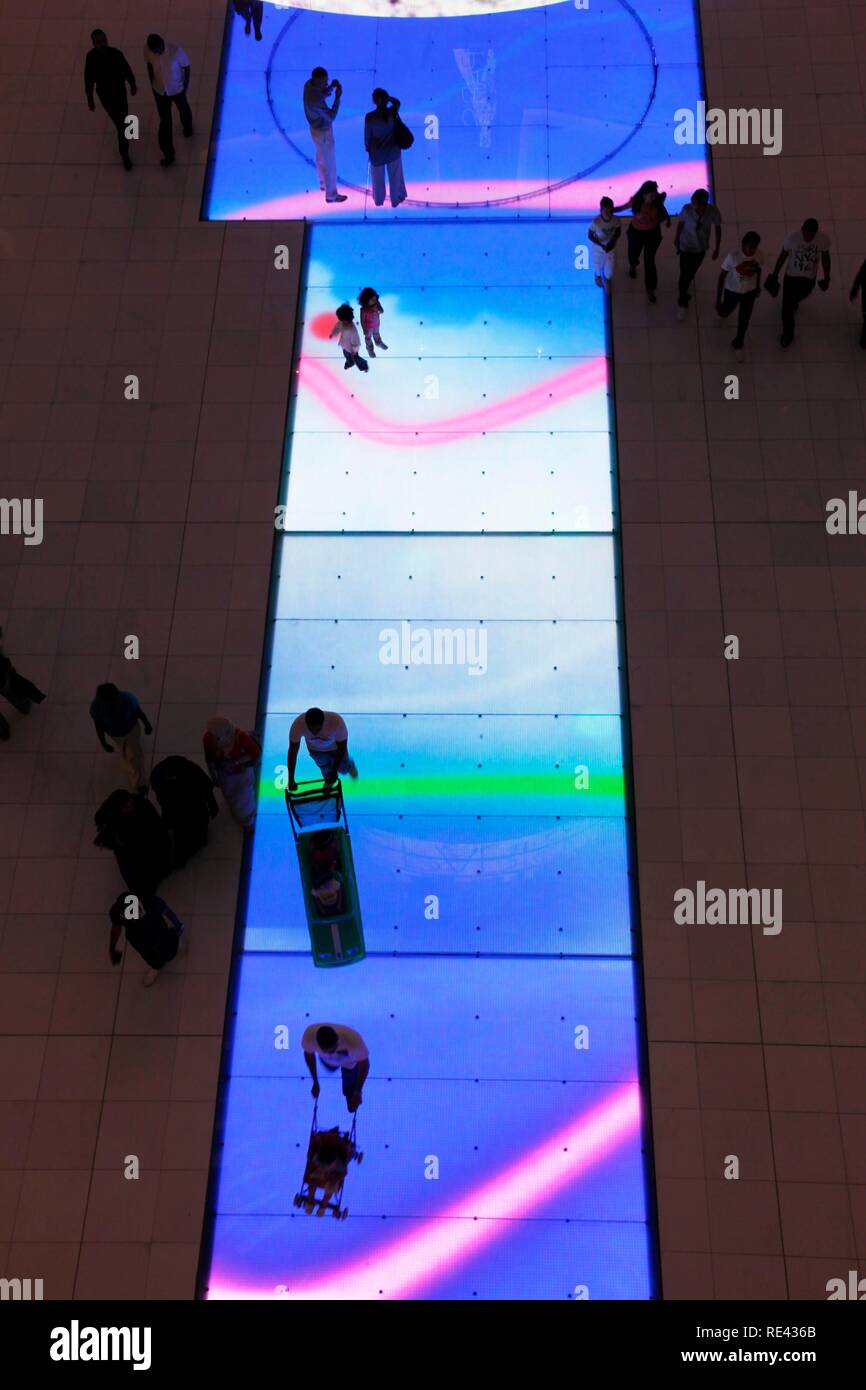 Light show, inserted into ground, in the Dubai Mall, Dubai, United Arab Emirates, Middle East