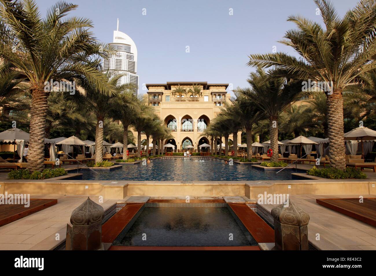 The Palace Hotel, Oldtown Dubai, Arabian-style luxury hotel, part of downtown Dubai, United Arab Emirates, Middle East Stock Photo